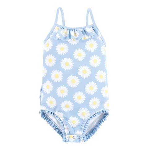 Hudson Baby Girls Baby Swimsuit Blue Daisy 9 12 Months Target