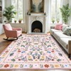 Indoor Farmhouse Bedroom Living Room Rugs, Washable Floral Print Non Slip Dining Room Carpet, Low Pile Accent Rugs - 4 of 4