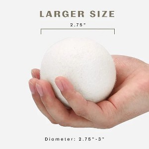Pursonic 100% Pure New Zealand Wool Dryer Balls Fragrance Free & Biodegradable  - 6 Pack - White - 1 of 3