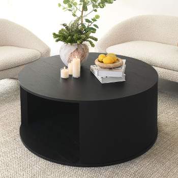 Hobo 40 Inch Coffee Table With Storage,40 Inch Round Coffee Table  with Pedestal Base-Maison Boucle