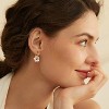 Gold Plated Pearl Drop Huggie Hoop Earrings - Flower Design, Hypoallergenic Dainty Wedding & Bridal Gift - 3 of 4