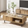 Mid Century Modern Coffee Table Fluted Center Table 42.5"L*21.7"W*15.7"H - 3 of 4