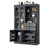 Tall Buffet with Hutch, Shaker Style Pantry Cabinet, 6 Doors (2 Glass), 4 Drawers, 2 Pull-Out Trays, Adjustable Shelves for Kitchen, Sturdy Design - 3 of 4