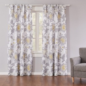 Reverie Floral Lined Curtain Panel with Rod Pocket - 2pk - Levtex Home - 1 of 3