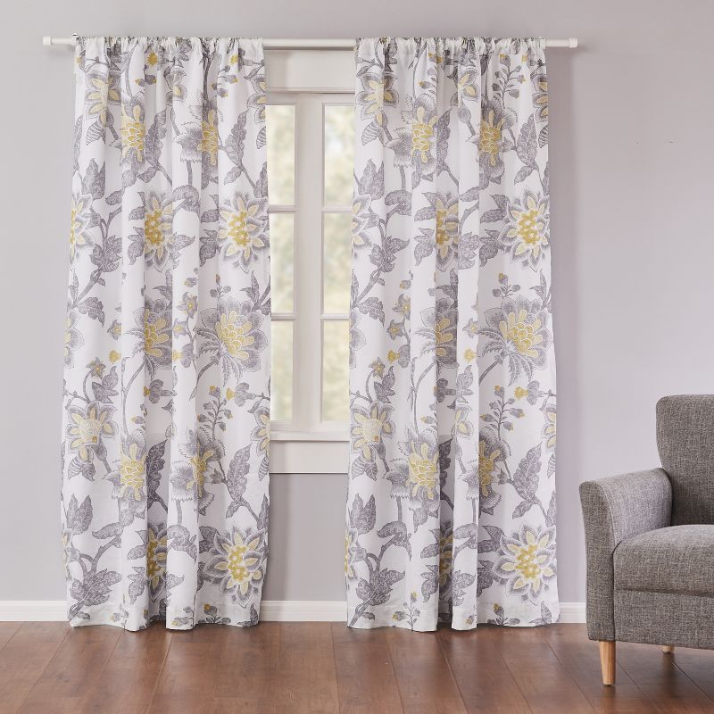 Reverie Floral Lined Curtain Panel with Rod Pocket - 2pk - Levtex Home, 1 of 4