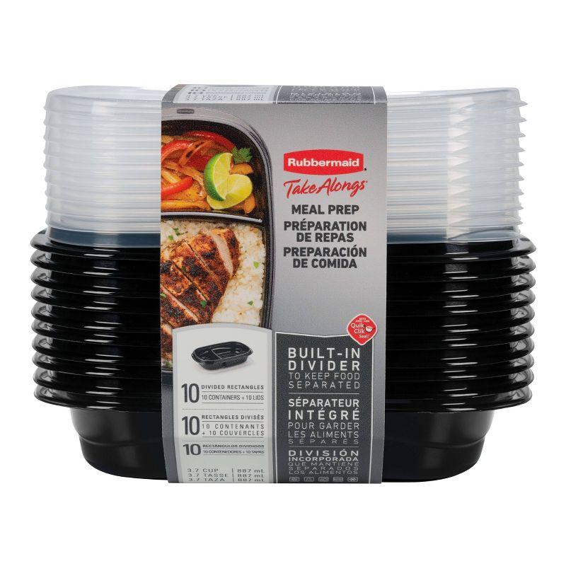 Rubbermaid 20pc TakeAlongs Meal Prep Divided Rectangle Containers Set, 1 of 7