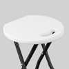 VECELO 18 in. Portable Folding Chair with Handle, Heavy Duty Round Fold Stool Chair, Foldable Stool for Indoor or Outdoor, Black/White - 4 of 4