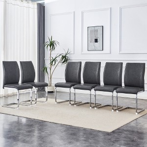 Akoasm 6-pieces Modern Dining Chair Study Chair With Arched Metal Silver Leg -Dark Gray - 1 of 4