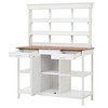 Large Farmhouse Potting Bench with 2 Drawers, Cabinet & Shelves, Outdoor Workstation for Backyard/Mudroom - 2 of 4
