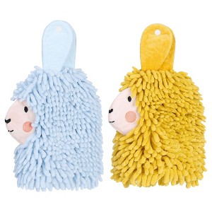 REGALWOVEN Cute Cartoon Alpaca Soft Absorbent Chenille Decorative Hand Towels 2 Pcs - 1 of 4