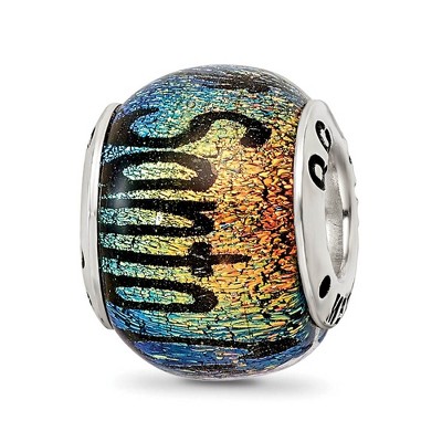 Black Bow Jewelry Santa Cruz & Palm Trees Dichroic Glass & Sterling Silver Bead Charm