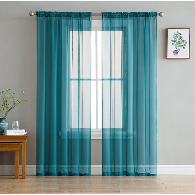 HLC.ME Sheer Voile Transparent Window Treatment Rod Pocket Curtain Panels - Set of 2