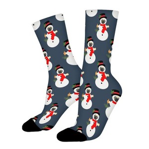 Fuuny Pug In Snowman Women Printed Crew Socks Funny Funky Socks Soft Polyester Novelty Gifts for Artists Men - 1 of 1