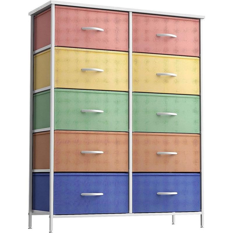 Sorbus 10 Drawers Dresser - Furniture Storage for Bedroom, Closet, Office Organization - Steel Frame, Wood Top, Fabric Bins (Pastel), 1 of 8
