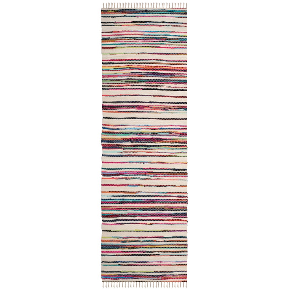  Runner Woven Stripe Rug Ivory/Pink