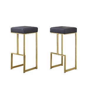 Best Master Furniture,Dorrington Modern Faux Leather Backless Bar Stool (Set of 2) - 1 of 2
