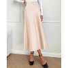 Women's 2025 Satin Midi Skirt - Elegant High Waist A-Line for Cocktail & Wedding Events Beige - 2 of 4