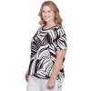 Alfred Dunner Women's Twisted Leaves Top with Side Tie Top - 3 of 4
