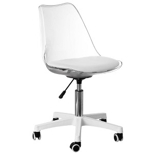 Fabulaxe Clear Acrylic Desk Chair - Armless Office Chair, Height Adjustable, Rolling Chair - Perfect for Home Office or Vanity with Swivel Function - 1 of 4