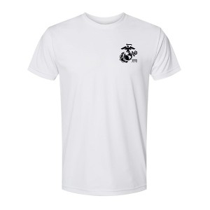 OUTSIDE THE WIRE Leatherneck for Life White Left Chest Eagle, Globe, and Anchor Established Performance T-Shirt- Black Logo - 1 of 3