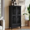 Vintage Tall Display Storage Sideboard with Hollow-Carved Doors and Drawers, Elegant Accent Cabinet for Living Room, Entryway-Panipeachy - 2 of 4