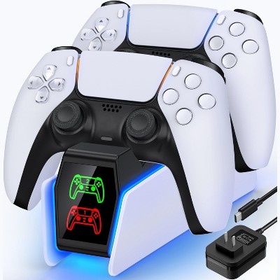 Beboncool PS5 Controller Charger Station for PlayStation 5 with AC Adapted White