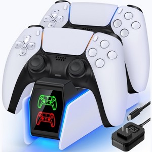 Beboncool PS5 Controller Charger Station for PlayStation 5 with AC Adapted White - 1 of 4