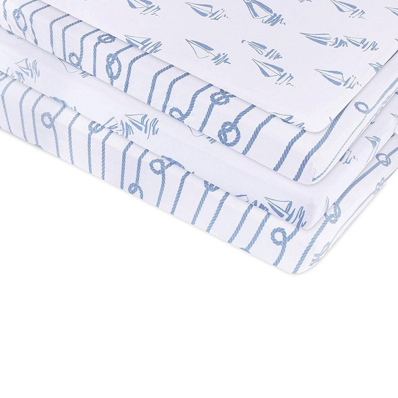 Ely's & Co. Baby Fitted Pack n Play - Mini Crib Sheet  100% Combed Jersey  Cotton Blue for Baby Boy 2 Pack, 4 of 6