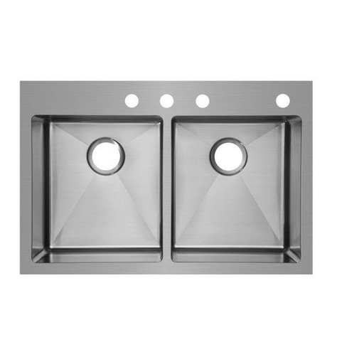Mirabelle Mirdm2be4 33 Double Basin Drop In Or Undermount Stainless Steel Kitchen Sink
