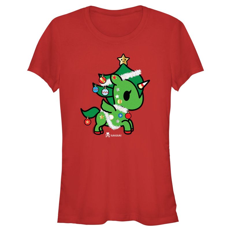 Juniors Womens Tokidoki Christmas Evergreen T-Shirt, 1 of 5