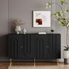 TIRAMISUBEST Matte Black 4-Door Lacquered Cabinet,Modern Sideboard with Gold Accents - 2 of 4