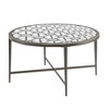 Royal Hampton Round Glass Top Coffee Table with X Support Metal Base, Silver - 3 of 4