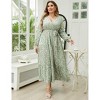 Plus Size Women's V Neck Long Sleeve Maxi Dress Floor Length Elegant Casual - 2 of 4