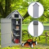 65''H Patio Wooden Garden Apex Roof Tool Storage Shed,Outdoor Storage Shed with Floor and Three Partitions,Patio Lawn Storage Cabinet-Coolbibila - 2 of 4