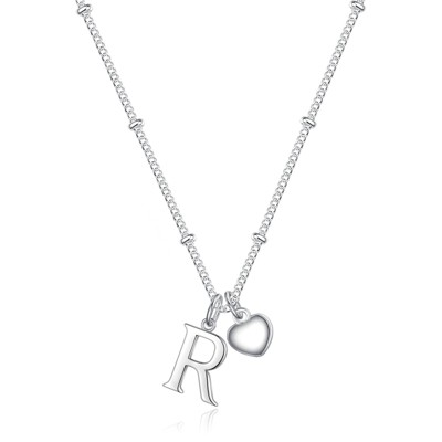 Turandoss Heart Initial Necklaces for Girls - Teen Girl Gifts Dainty Heart Pendant Silver Initial Necklaces for Women Jewelry