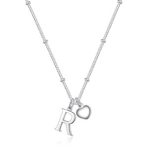 Turandoss Heart Initial Necklaces for Girls - Teen Girl Gifts Dainty Heart Pendant Silver Initial Necklaces for Women Jewelry - 1 of 4