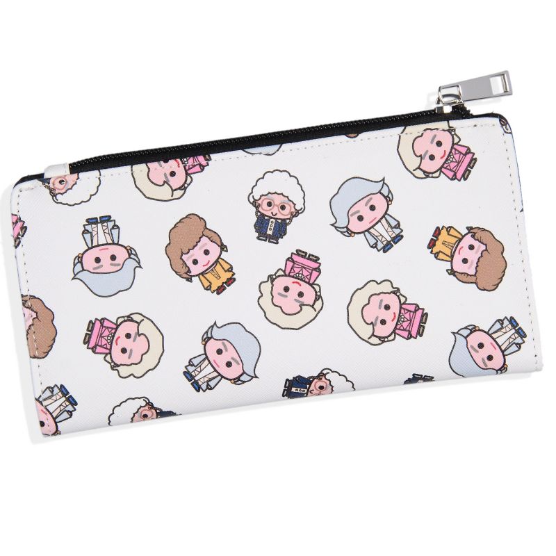 Golden Girls Wallet Chibi Character Zip Closure Faux Saffiano Leather Wallet White, 3 of 4
