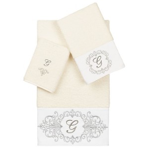 Linum Home Textiles 100% Turkish Cotton MONICA 3PC Embellished Towel Set - 1 of 4