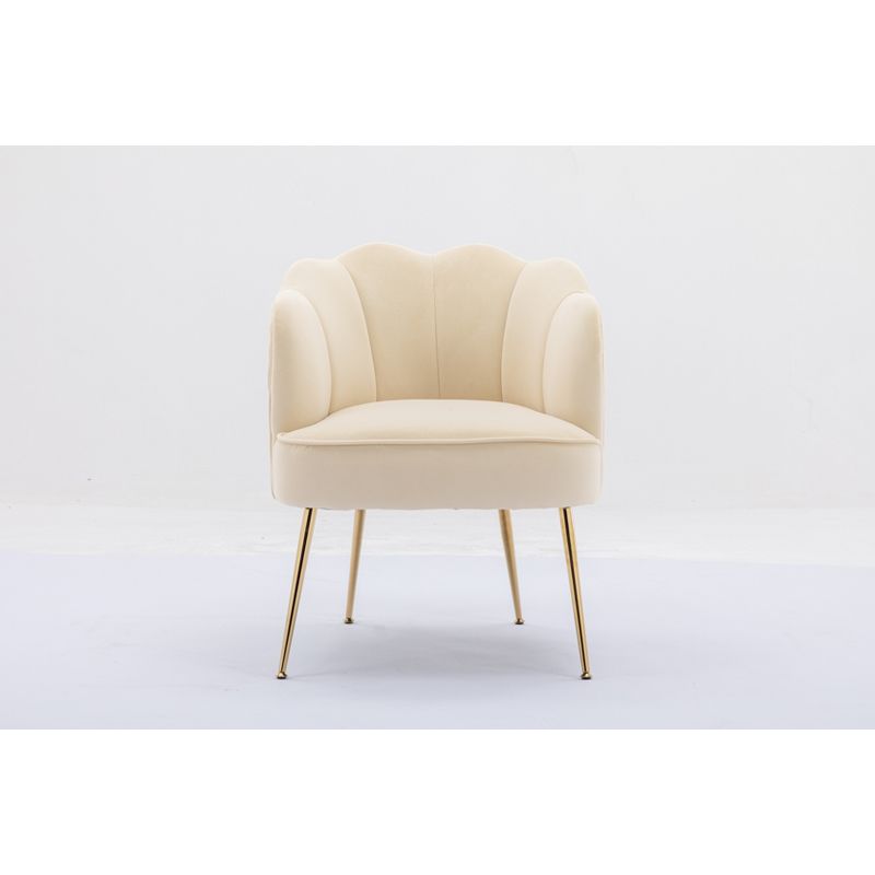 Modern Shell Shape Armchair Accent Chair With Gold Legs-ModernLuxe, 4 of 13
