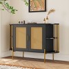 Accent Cabinet With 2 Doors, Storage Cabinet With Open Side Cabinet, Cabinet Coffee Bar Includes An Adjustable Shelf Inside-Cuddlewood - 2 of 4