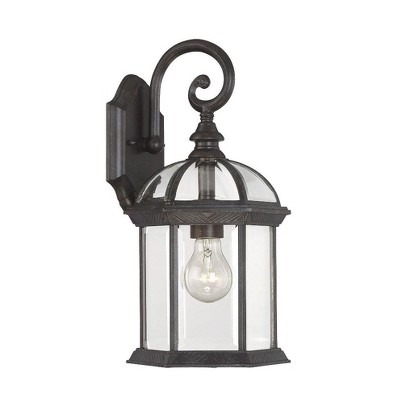 Textured Black Mission Style Outdoor Wall Lantern