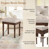 Itopfox Upholstered Fabric Vanity Bench Seat, Makeup Stool, Square Tufted Ottoman with Carved Dark Brown Legs for Bedroom Living Room, Linen - 4 of 4
