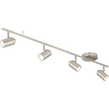 Pro Track Vester 4-Head LED Wall or Ceiling Track Light Fixture Kit Spot Light GU10 Silver Brushed Nickel Finish Modern Kitchen Bathroom 40" Wide