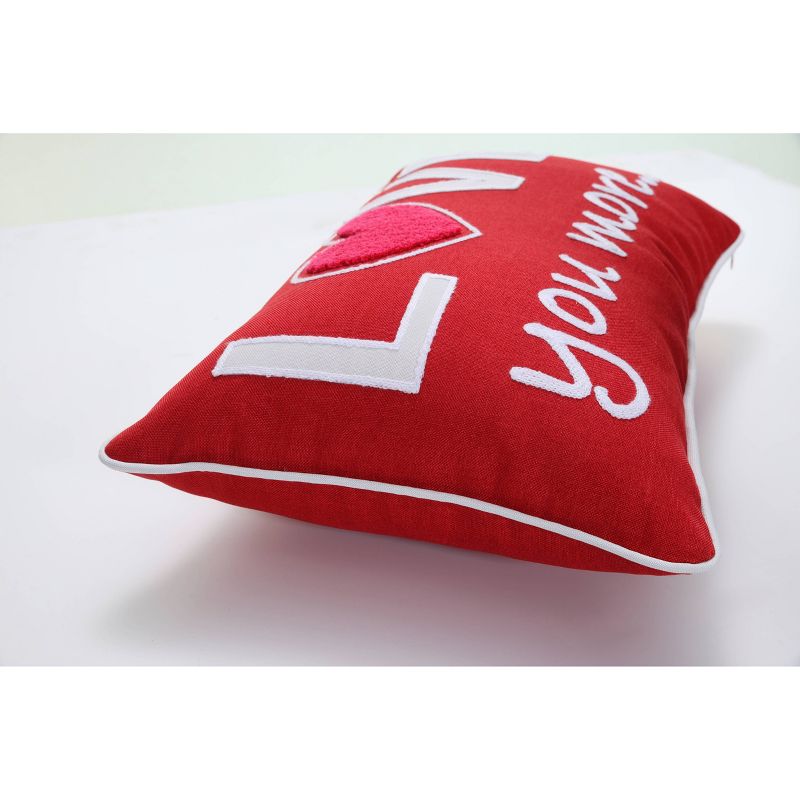 12&#34;x19&#34; Indoor &#39;Love You More&#39; Valentines Lumbar Throw Pillow Red - Pillow Perfect, 4 of 7