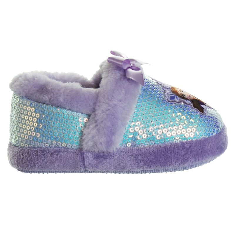Disney Frozen Girl Slippers - Elsa and Anna Plush Lightweight Warm Comfort Soft Aline House Shoes - Purple (sizes 5-12 Toddler-Little Kid), 4 of 9