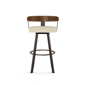 Amisco Lars Upholstered Counter Height Barstool Cream/Dark Brown: Solid Wood Backrest, Steel Frame, Polyester Upholstery - 1 of 4