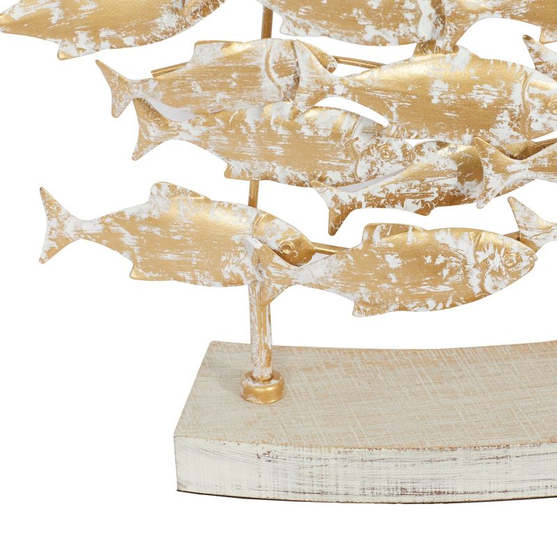 18&#34; x 24&#34; Decorative Coastal Style Carved Metal Fish Sculpture White/Gold - Olivia &#38; May, 5 of 9