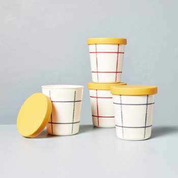 4pk Grid Lines Ice Cream Pint Set Cream/Blue/Red/Gold - Hearth & Hand™ with Magnolia