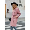 Imily Bela Womens Windproof Double Breasted Classic Lapel Slim Long Trench Coat with Belt - 2 of 4