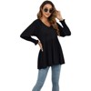 Coolmee Womens Casual Fall Tunic Tops Puff Long Sleeve Fashion V Neck Flowy Babydoll Peplum Top Blouse T-Shirt - 3 of 4